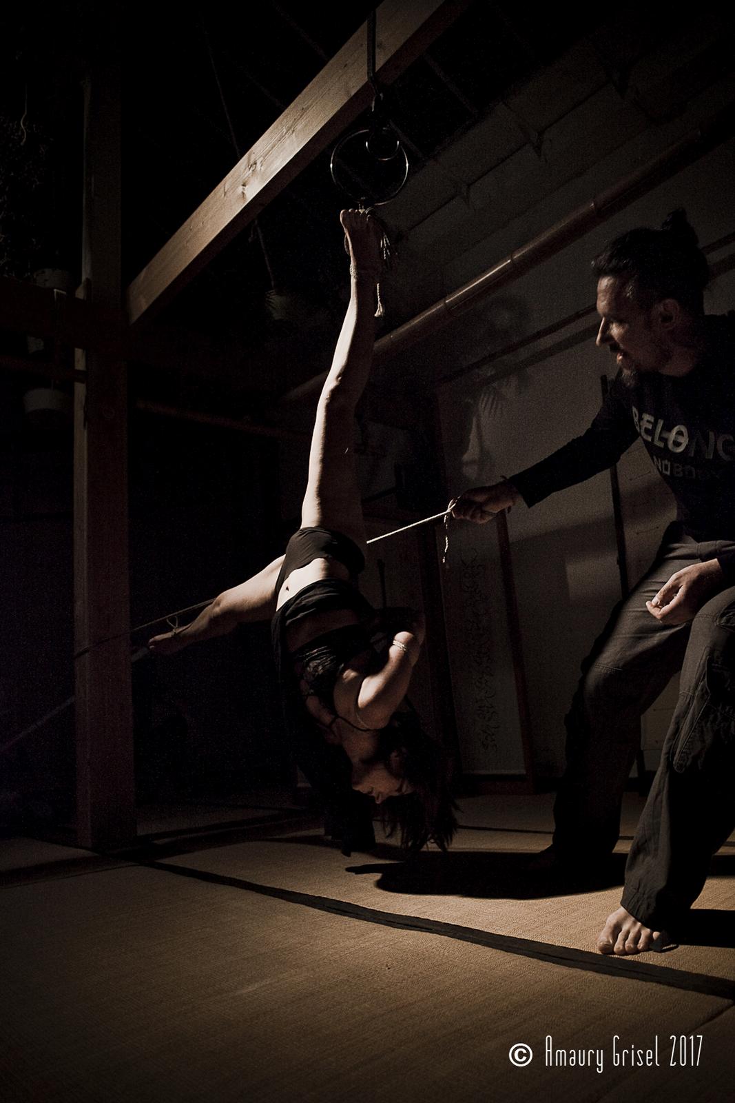 Perfomance at Place des Cordes. Paris, France. Model: Franckie. Vega. Shibari: Mosafir. Photo: Amaury Grisel