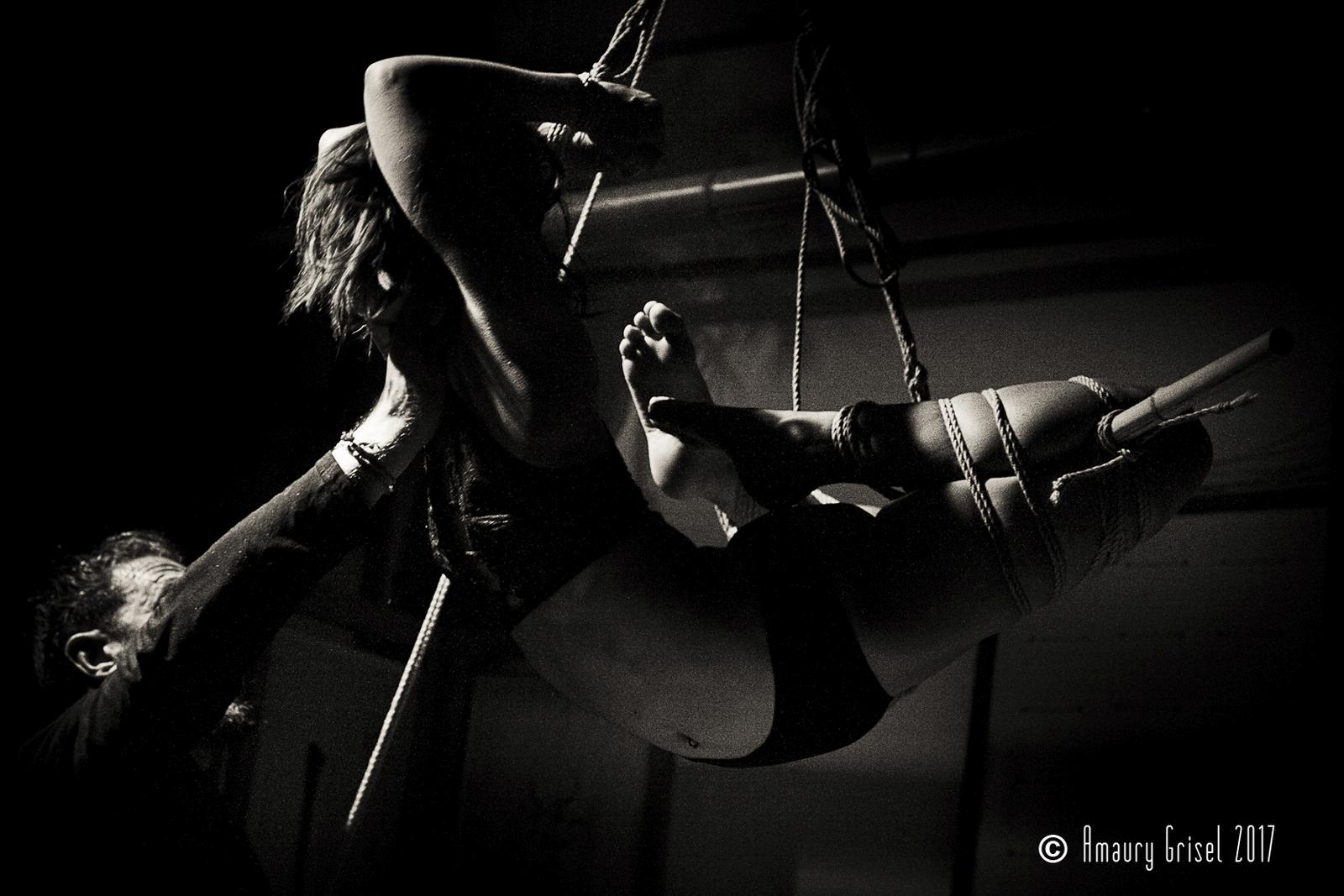 Perfomance at Place des Cordes. Paris, France. Model: Franckie. Vega. Shibari: Mosafir. Photo: Amaury Grisel